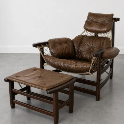 Jangada Armchair with Ottoman, ca. 1968, Jean Gillon